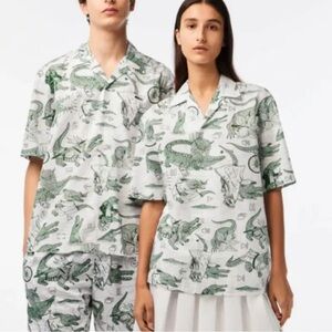 Men LACOSTE x Netflix Short Sleeve Collared Shirt size XXL